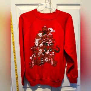 Vintage Christmas bears, Christmas tree sweat shirt XL